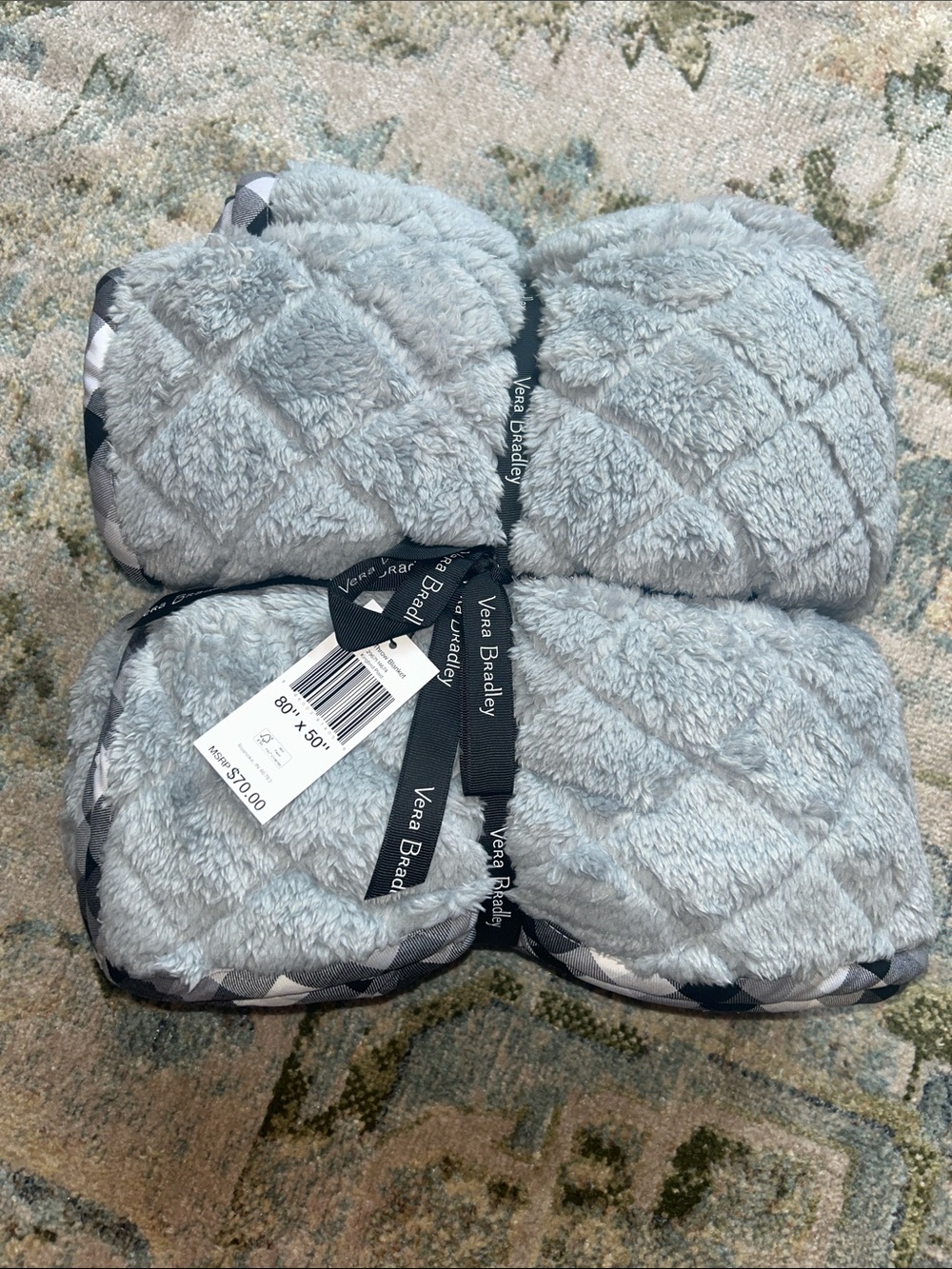 Vera Bradley Plush Throw Blanket - Light Gray